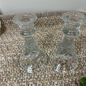 Vintage Clear glass set of candle holders